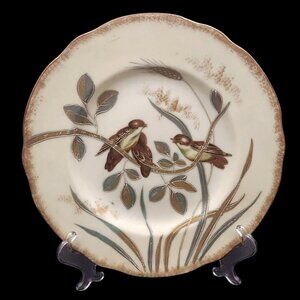 Vintage Royal Porcelain Hand-Painted Scalloped Decorative Plate w/ Birds Foliage